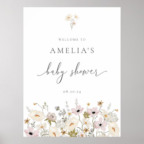 Wildflower Baby Shower Welcome Poster