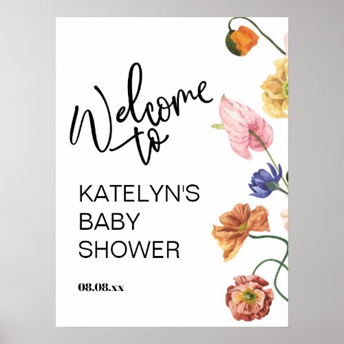 Wildflower Baby Shower Welcome Sign 