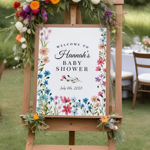 Wildflower Baby Shower Welcome Sign