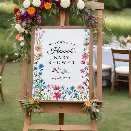 Wildflower Baby Shower Welcome Sign