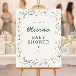 Wildflower Baby Shower Welcome Sign, Floral Poster