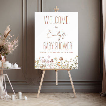 Wildflower Baby Shower Welcome Sign In Bloom by Hot_Foil_Creations at Zazzle