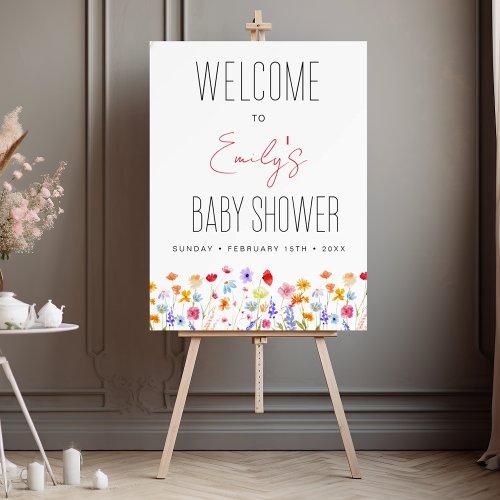 Wildflower Baby Shower Welcome Sign in Bloom by Pretty Girly Designs