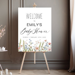 Wildflower Baby Shower Welcome Sign In Bloom