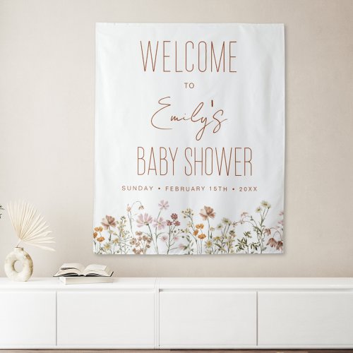 Wildflower Baby Shower Welcome Sign In Bloom Tapestry