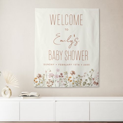 Wildflower Baby Shower Welcome Sign In Bloom Tapestry