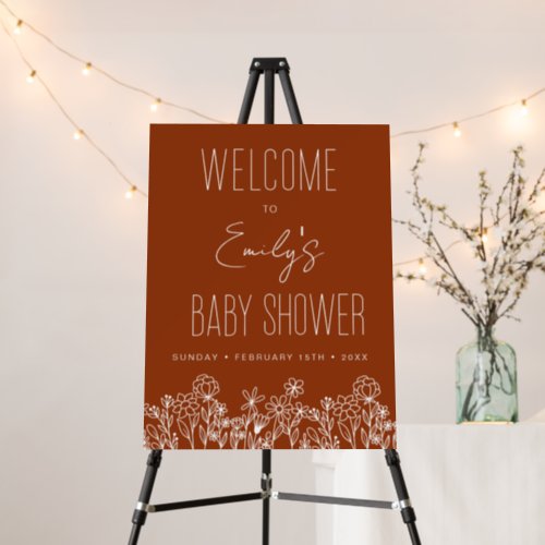 Wildflower Baby Shower Welcome Sign Terracotta