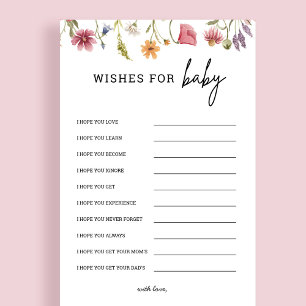 Wildflower Baby Shower Wishes For Baby Advice Card