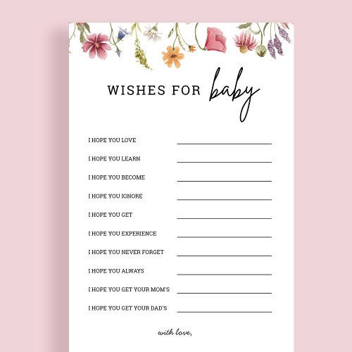 Wildflower Baby Shower Wishes For Baby Advice Card