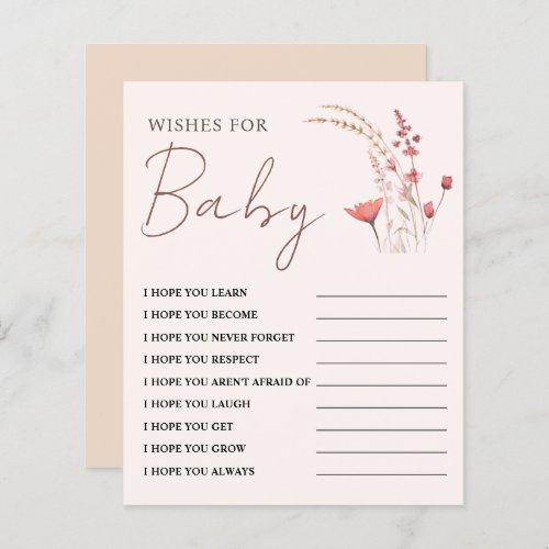 Wildflower Baby Shower Wishes for Baby Game
