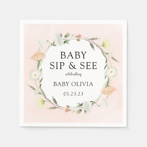 Wildflower Baby Sip and See Napkins