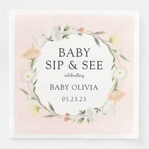 Wildflower Baby Sip and See Paper Dinner Napkins