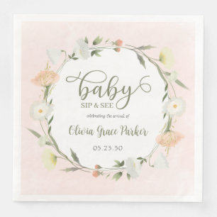 Wildflower Baby Sip And See Paper Dinner Napkins