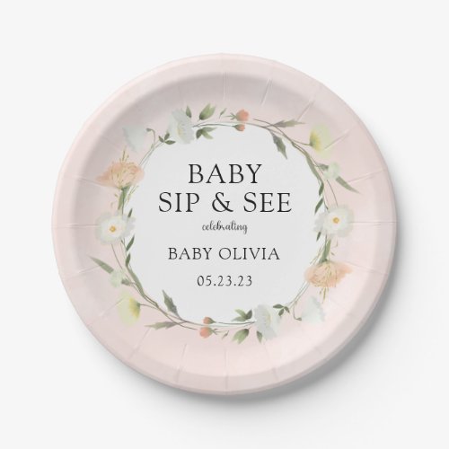 Wildflower Baby Sip and See Paper Plates