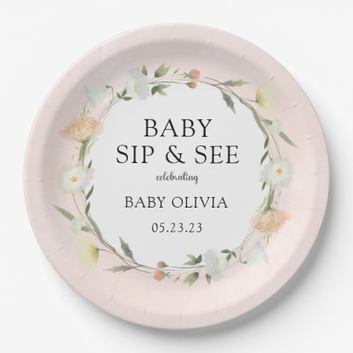 Wildflower Baby Sip and See Paper Plates