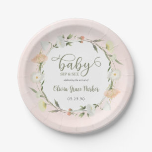 Wildflower Baby Sip And See Paper Plates
