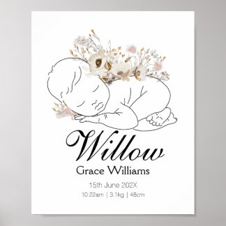 Wildflower Baby Stats Poster