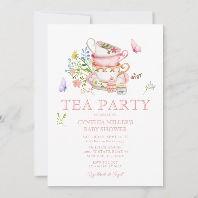 Wildflower Baby Tea Party Shower Invitation (Front)