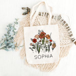 Wildflower Bachelorette Party Bridesmaid Wedding Tote Bag<br><div class="desc">Personalized Tote Bags with Name Rustic Wildflower</div>