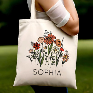 Wildflower Bachelorette Party Bridesmaid Wedding Tote Bag
