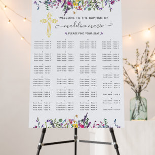Wildflower Baptism Alphabetical Seating Chart Foam Board