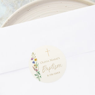 Wildflower Baptism  Classic Round Sticker