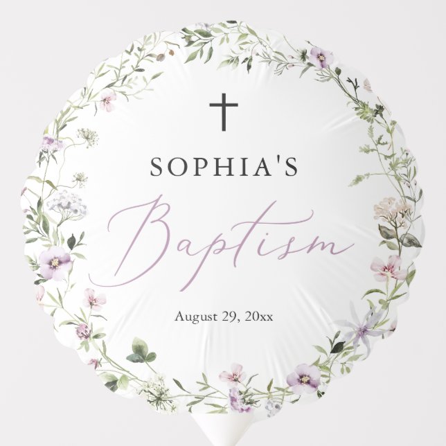 Wildflower Baptism Decorative Balloon (Front)