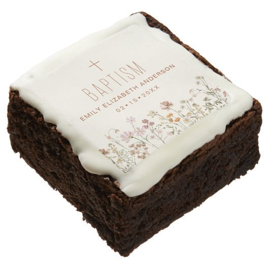 Wildflower Baptism Garden In Bloom Floral Brownie (Angled)