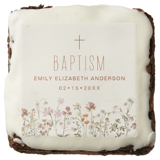 Wildflower Baptism Garden In Bloom Floral Brownie (Front)