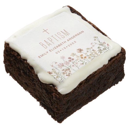 Wildflower Baptism Garden In Bloom Floral Brownie (Angled)