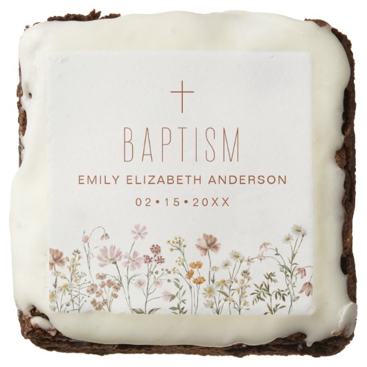 Wildflower Baptism Garden In Bloom Floral Brownie (Front)