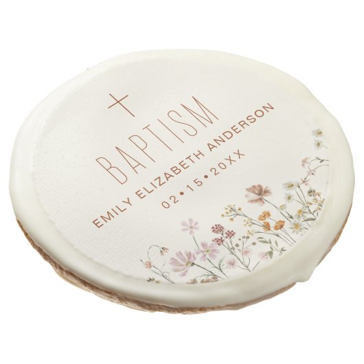 Wildflower Baptism Garden In Bloom Floral Sugar Cookie (Angled)