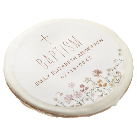 Wildflower Baptism Garden In Bloom Floral Sugar Cookie (Angled)