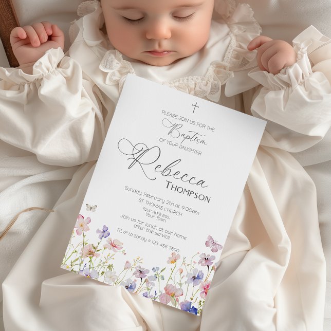 Wildflower Baptism Girl Invitation (Creator Uploaded)