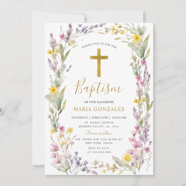 Wildflower Baptism Invitation (Front)