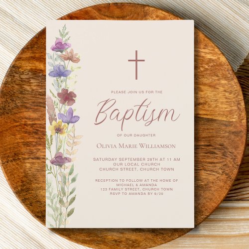 Wildflower Baptism Invitation