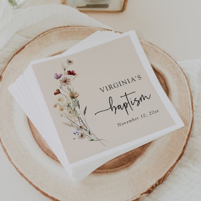 Wildflower Baptism Napkins (Boho Wildflower Baptism Napkins by Painted Paperie
)