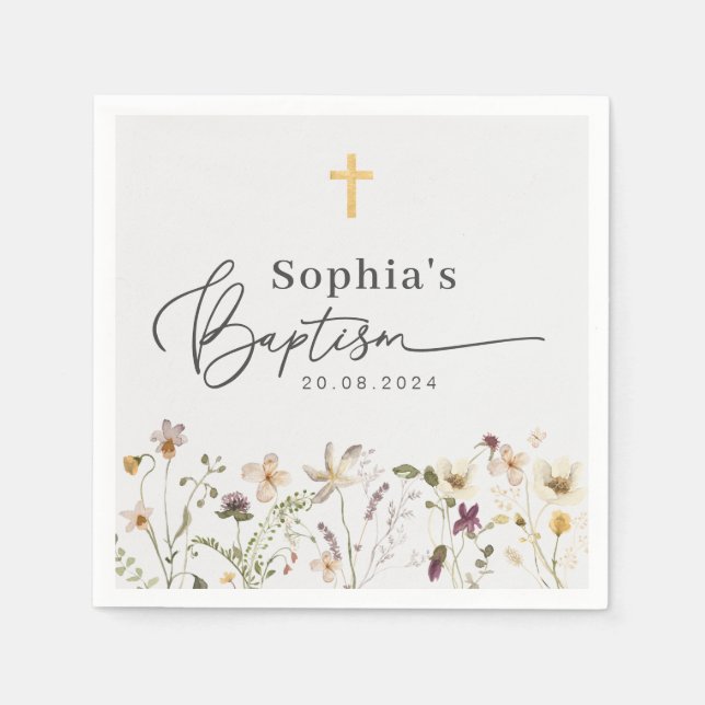 Wildflower Baptism Napkins (Front)