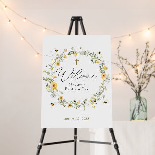 Wildflower Baptism or Communion Welcome Foam Board