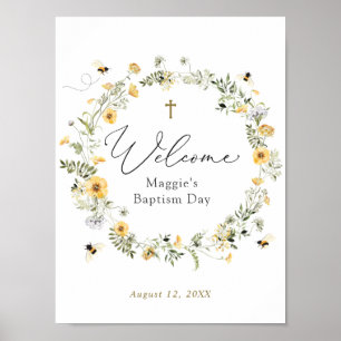 Wildflower Baptism or Communion Welcome Foam Board Poster