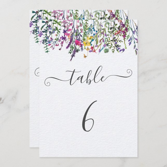 Wildflower Baptism Seating Chart Table Number  (Front/Back)