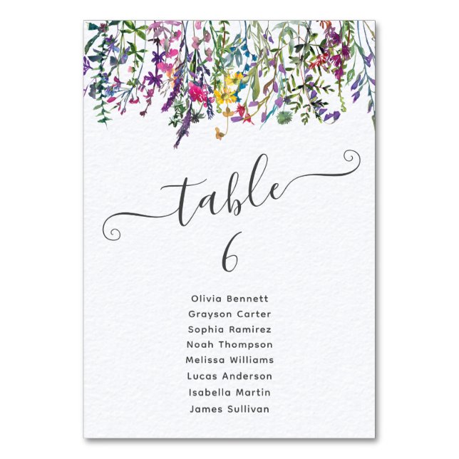 Wildflower Baptism Seating Chart  Table Number (Front)
