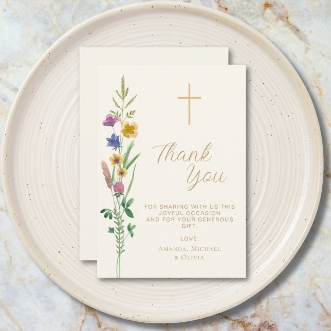 Wildflower Baptism  Thank You Card (Creator Uploaded)