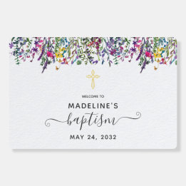 Wildflower Baptism Welcome Sign