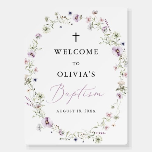 Wildflower Baptism Welcome Sign Foam Board