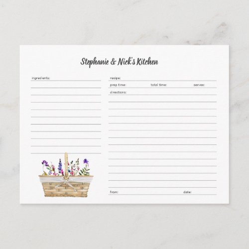 Wildflower Basket Recipe Card template