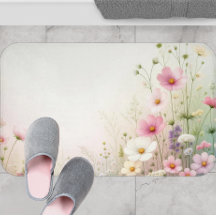 Wildflower Bath Mat, Cottagecore Bathroom Rug