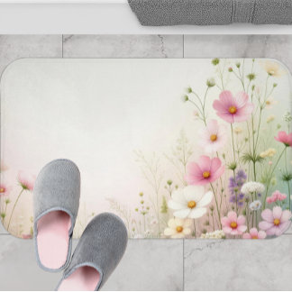 Wildflower Bath Mat, Cottagecore Bathroom Rug
