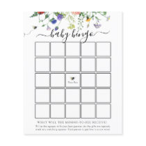 Wildflower Bee Baby Bingo Game Card