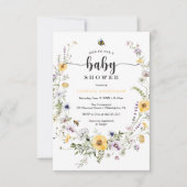 Wildflower Bee Baby Shower Invitation Card (Front)